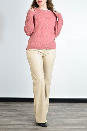 Pantalon carré simili cuir beige