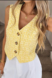 Gilet jacquard jaune