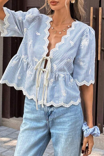 Gilet coton broder fleur