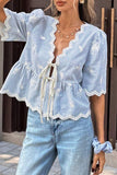 Gilet coton broder fleur