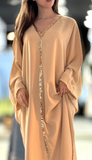 Abaya  gossip marron à strasse