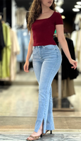 Jean gossip taille haute à fente