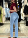 Jean gossip taille haute à fente