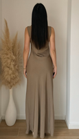 Robe gossip longue satin marron