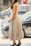 Robe gossip beige  à col carré