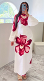 Robe Gossip en lin imprimé fleuri grenat