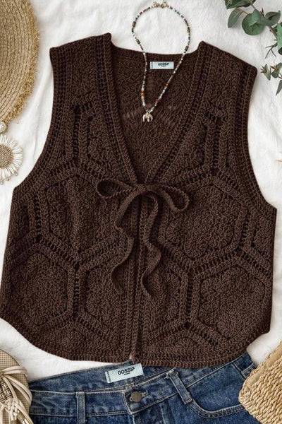 Gilet en crochet marron