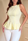 Haut floral jaune