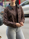 Veste léopard détail cuir