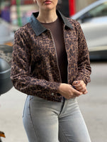 Veste léopard détail cuir