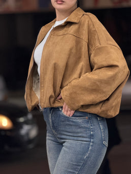 Bombers oversize en daim camel