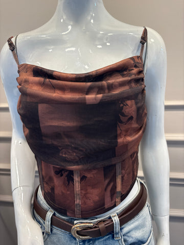Haut corset marron