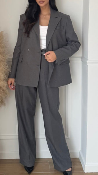 blazer gossip gris double boutonnage
