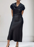 Robe sans manches noir satiné