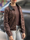 Veste léopard détail cuir