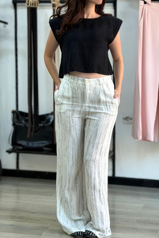 Pantalon en lin moucheté