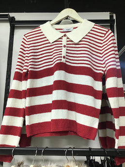Pull à rayures rouge et blanc
