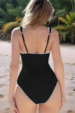 Maillot une pièces côtelé noir et blanc