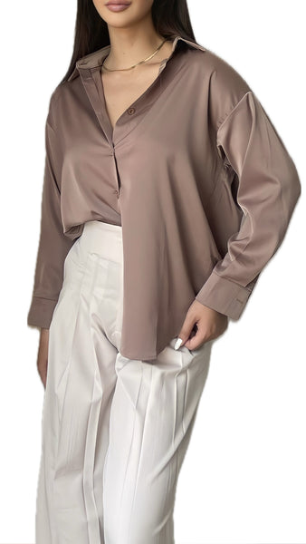 Chemise gossip  satiné taupe