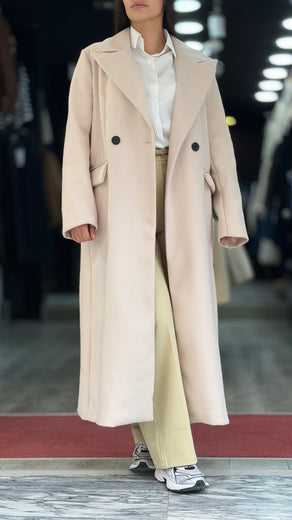 Manteau cachemire extra long beige