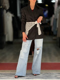 Jean dad fit déchirer dentelle