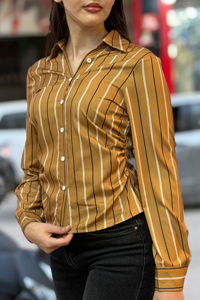 Chemise rayée a fronces