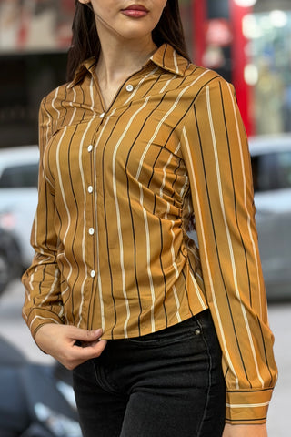 Chemise rayée a fronces