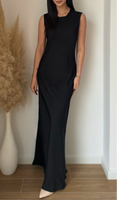 Robe gossip longue satin noir