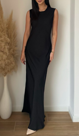 Robe gossip longue satin noir