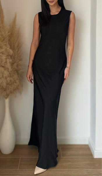 Robe gossip longue satin noir