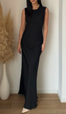Robe gossip longue satin noir