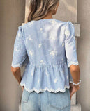 Gilet coton broder fleur