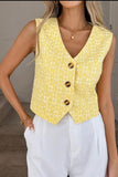 Gilet jacquard jaune