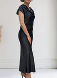 Robe sans manches noir satiné