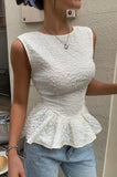 Blouse à volant imprimée écru