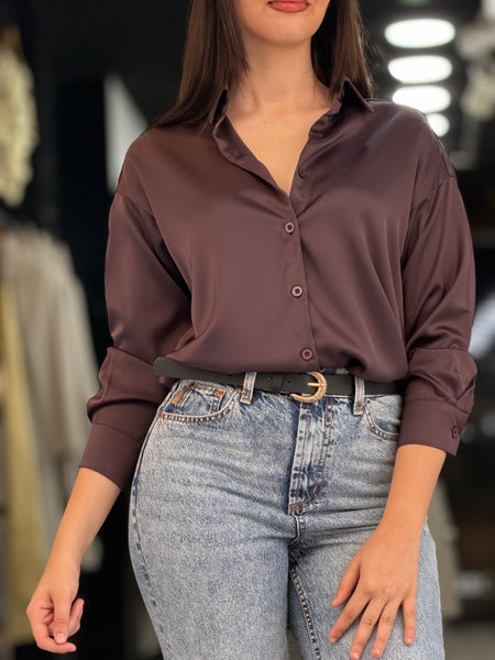 Chemise gossip  satiné aubergines