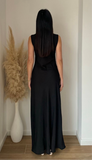 Robe gossip longue satin noir