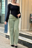 Jean dad fit  imprimée félin vert