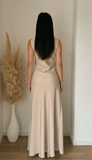 Robe gossip longue satin beige