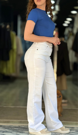 Jean gossip  Norfy wide blanc