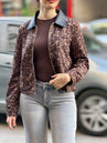 Veste léopard détail cuir