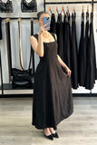 Robe gossip Noir  à col carré