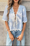 Gilet coton broder fleur