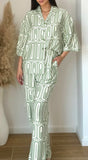 Ensemble chemise abstrait vert