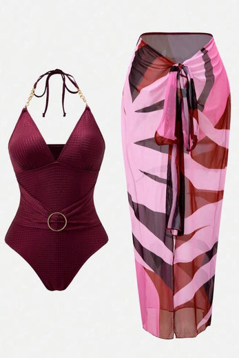 Ensemble maillot une pièces et paréo