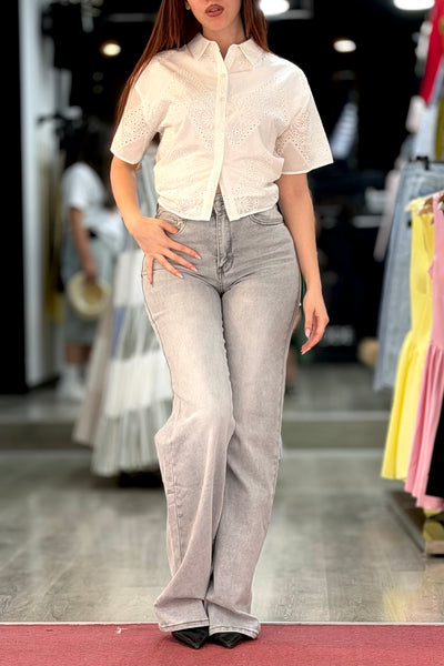 Jean Wide leg gris extra long