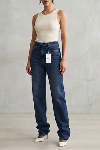 Jean wide leg a ceinture nouée