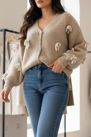 Cardigans à noeud beige