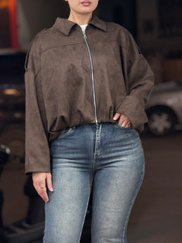 Bombers oversize en daim chocolat