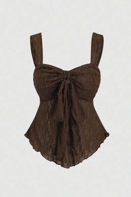Haut en dentelle marron